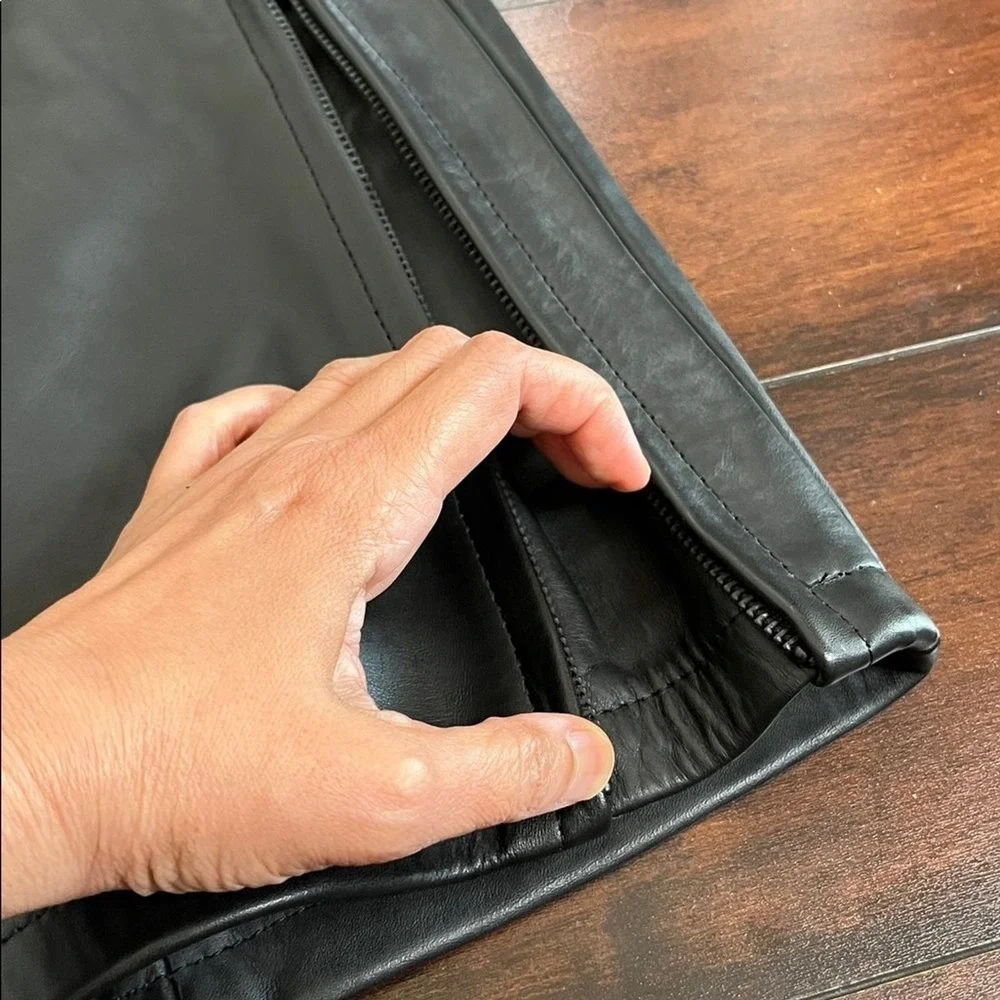 $895 Harley Davidson X Vanson Women Moto Leather Straight Pants size 2 Black NWT